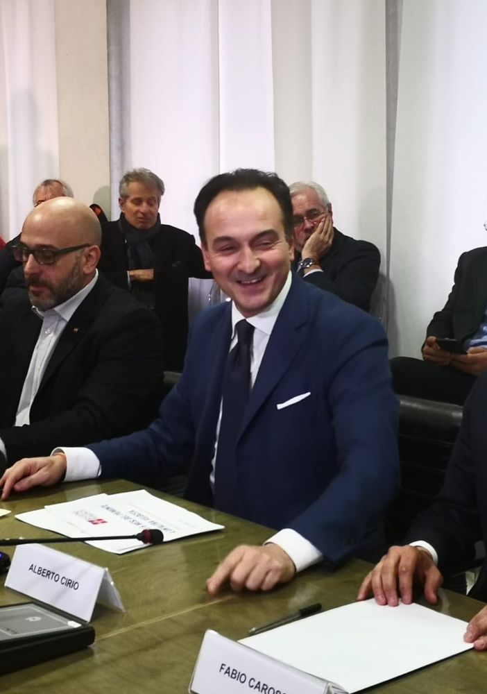 Il presidente Cirio e, alla sua sinistra, l'astigiano Fabio Carosso, vice presidente della Regione