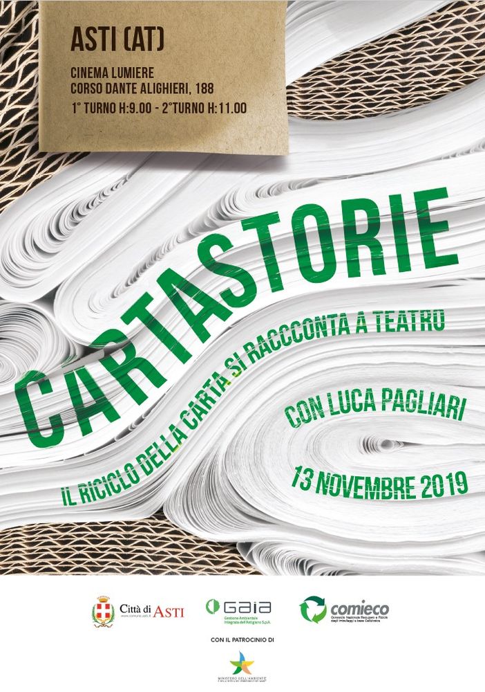 Doppio appuntamento astigiano con “Cartastorie – il riciclo della carta si racconta a teatro”