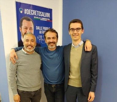 Carosso (a sinistra) con l'On. Andrea Giaccone (al centro) e l'altro candidato leghista, il vicepresidente della Provincia Paolo Lanfranco