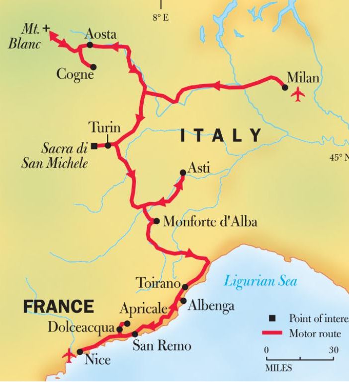 La mappa con il percorso proposto (immagine tratta dal sito www.nationalgeographic.com)