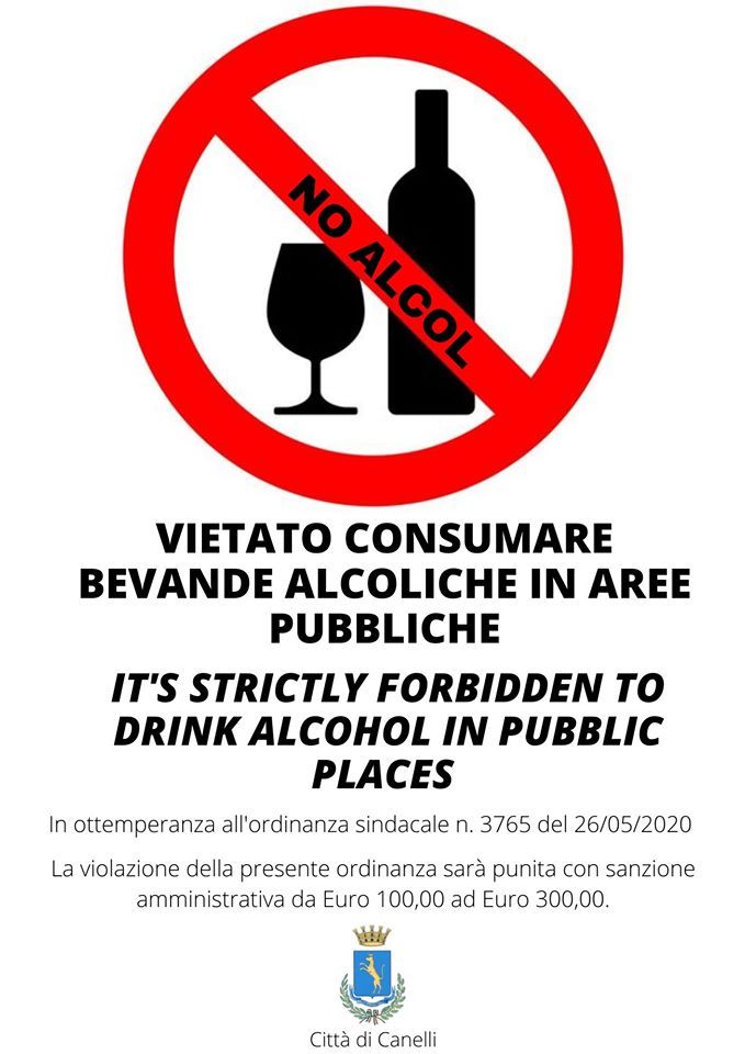 A Canelli, dopo il primo weekend di riaperture, scatta il divieto di consumare alcolici nelle aree pubbliche