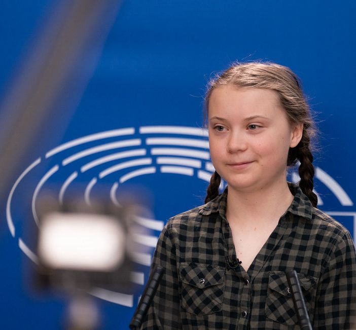 Un'immagine d'archivio della giovane attivista al Parlamento Europeo
