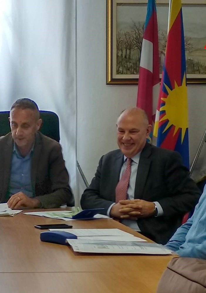 Massimo Cerruti, Alberto Pasta e Davide Giargia ritratti nel corso della conferenza stampa