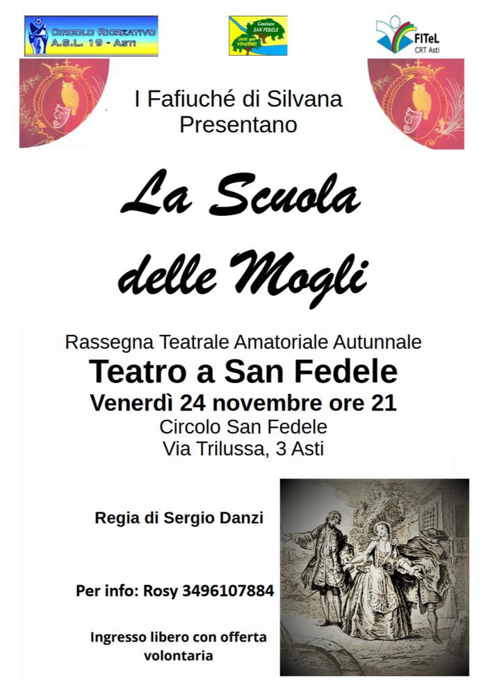 “La scuola delle mogli” va in scena al Circolo San Fedele
