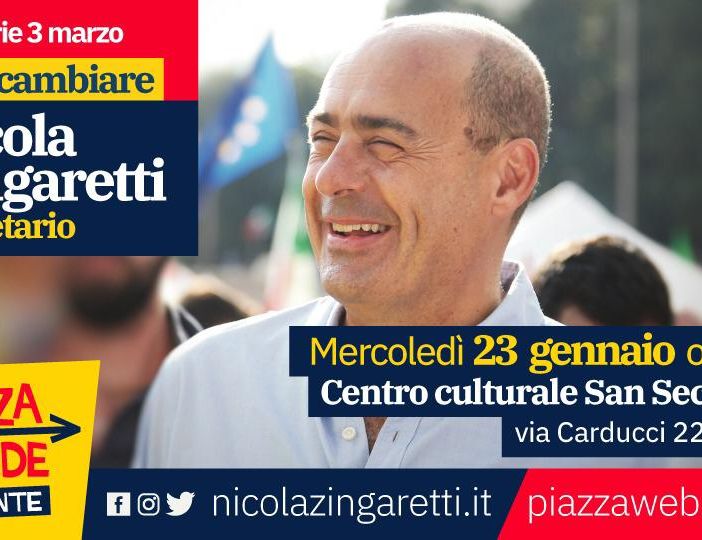 La 'Piazza Grande' di Nicola Zingaretti dà appuntamento al Centro Culturale San Secondo