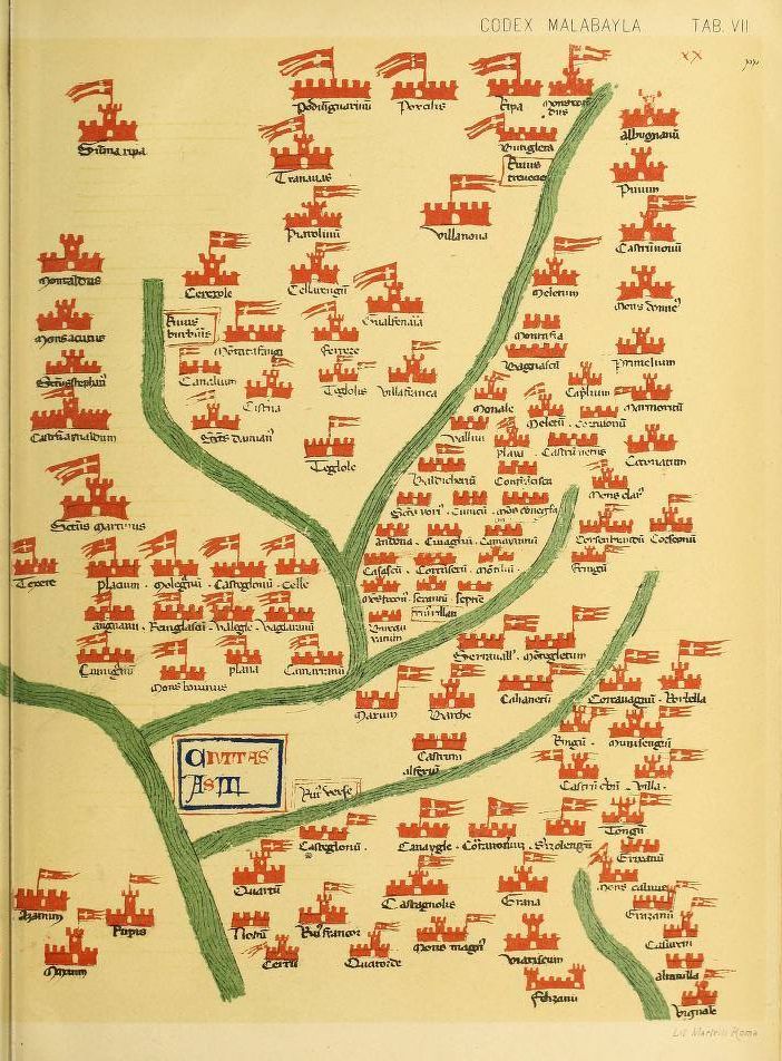 La mappa del territorio di Asti così come riportato nel Codex