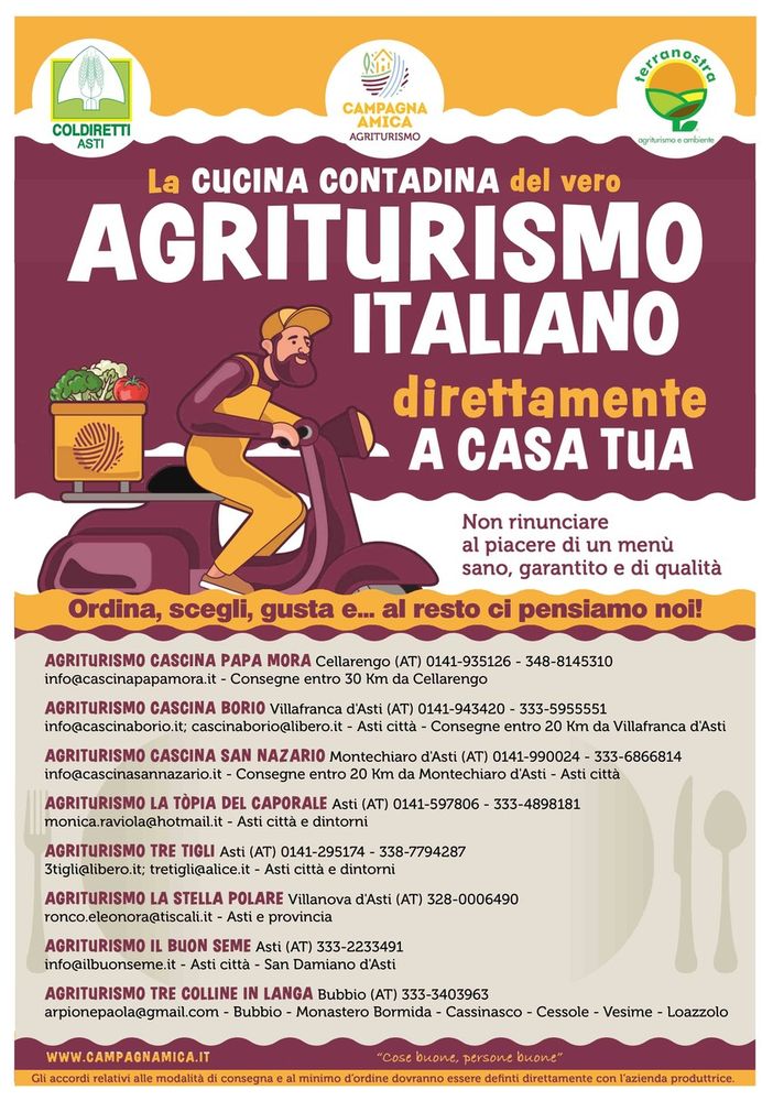 Gli agriturismi Campagna Amica Coldiretti hanno consegnato 3.500 pasti a domicilio nella settimana di Pasqua