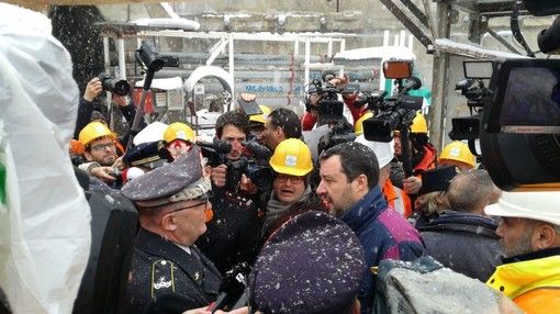 Il vicepremier e leader della Lega stamattina in visita al cantiere Tav di Chiomonte
