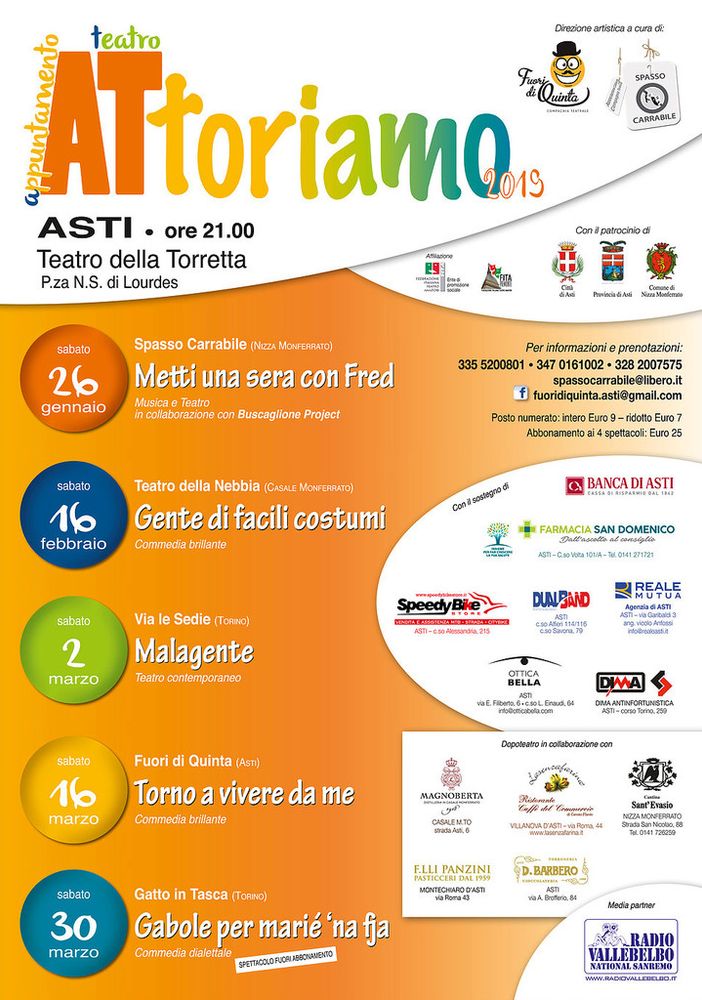 Il 2019, riporta ad Asti ATtoriamo, rassegna di teatro amatoriale