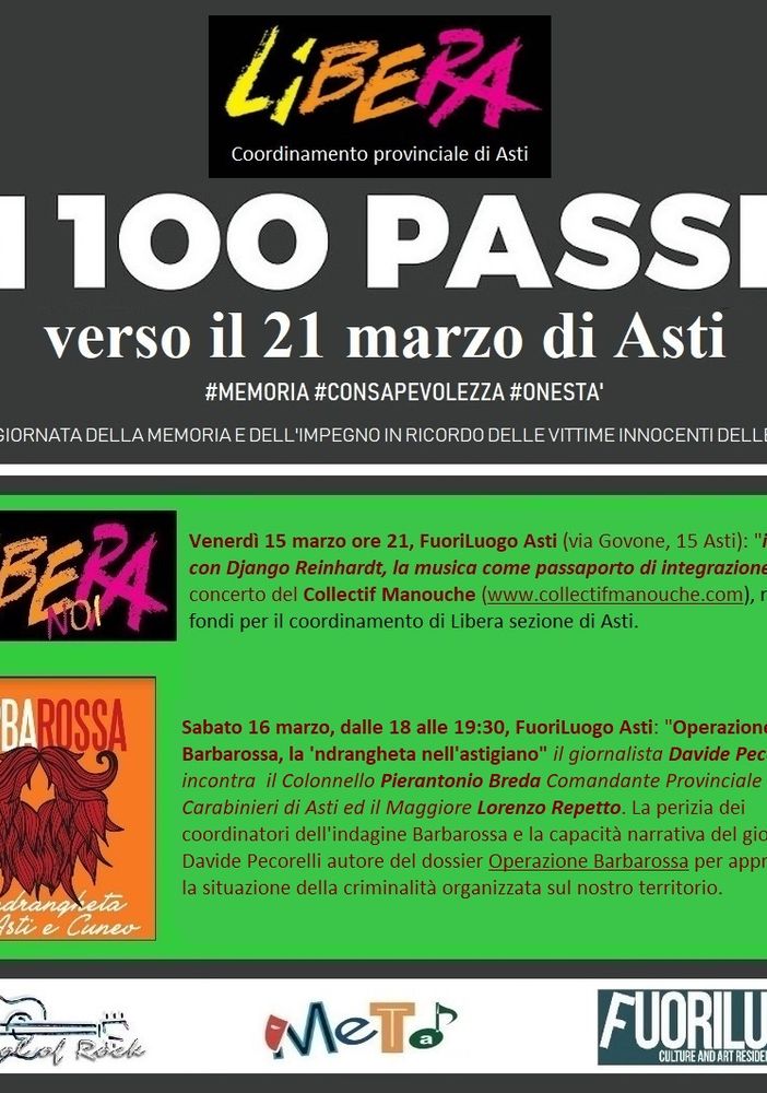 100 passi. FuoriLuogo con Libera per ricordare le vittime di mafia