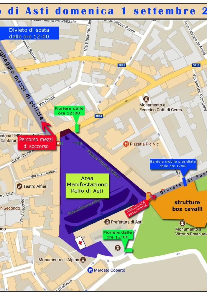 Ecco la mappa delle aree interessate dal Palio di Asti 2019
