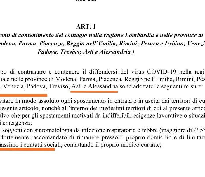 Uno stralcio della bozza del decreto, disponibile anche in allegato, con l'indicazione delle nuove restrizioni