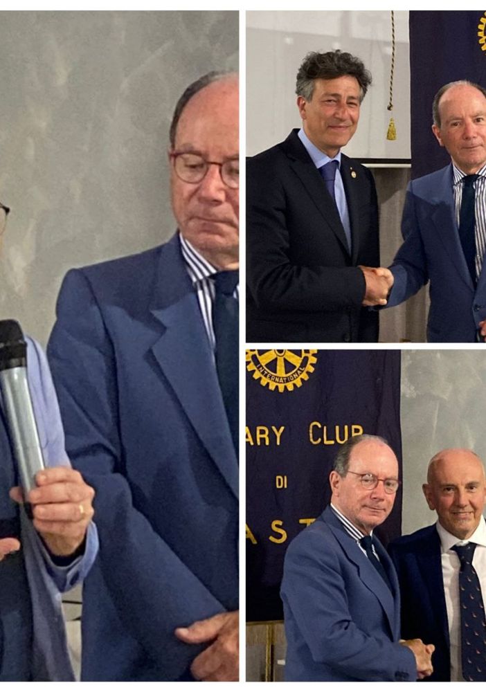 Il presidente Florio con il Prefetto Ventrice, neo socio onorario, e con gli insigniti Giuseppe Amico (Caritas) e Carlo Bosticco