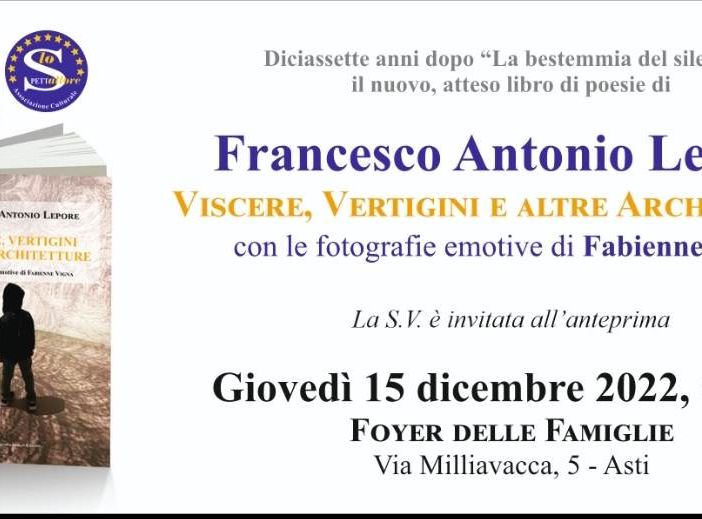 Diciassette anni dopo 'La bestemmia del silenzio' tornano le poesie di Francesco Antonio Lepore