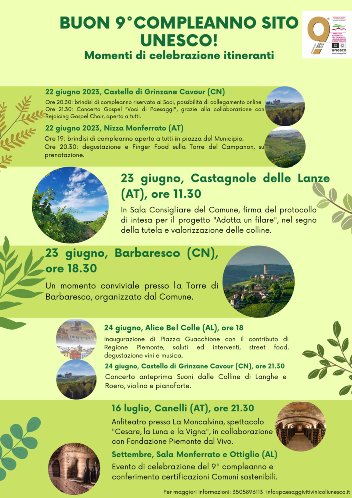 I Paesaggi Vitivinicoli di Langhe-Roero e Monferrato celebrano i 9 anni di Patrimonio Unesco