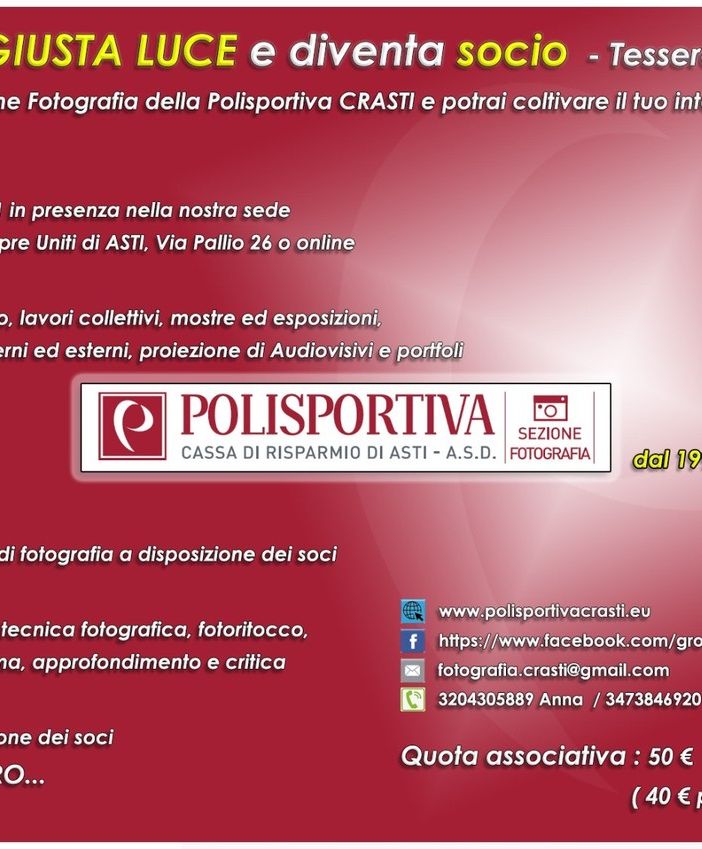 Avviata la campagna tesseramenti della Polisportiva CrAsti Sezione Fotografia