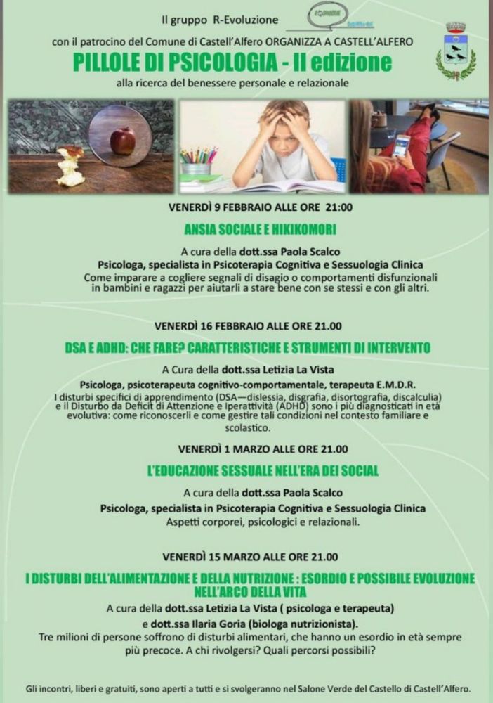 A Castell'Alfero tornano le “Pillole di psicologia. Alla ricerca del benessere personale e relazionale”