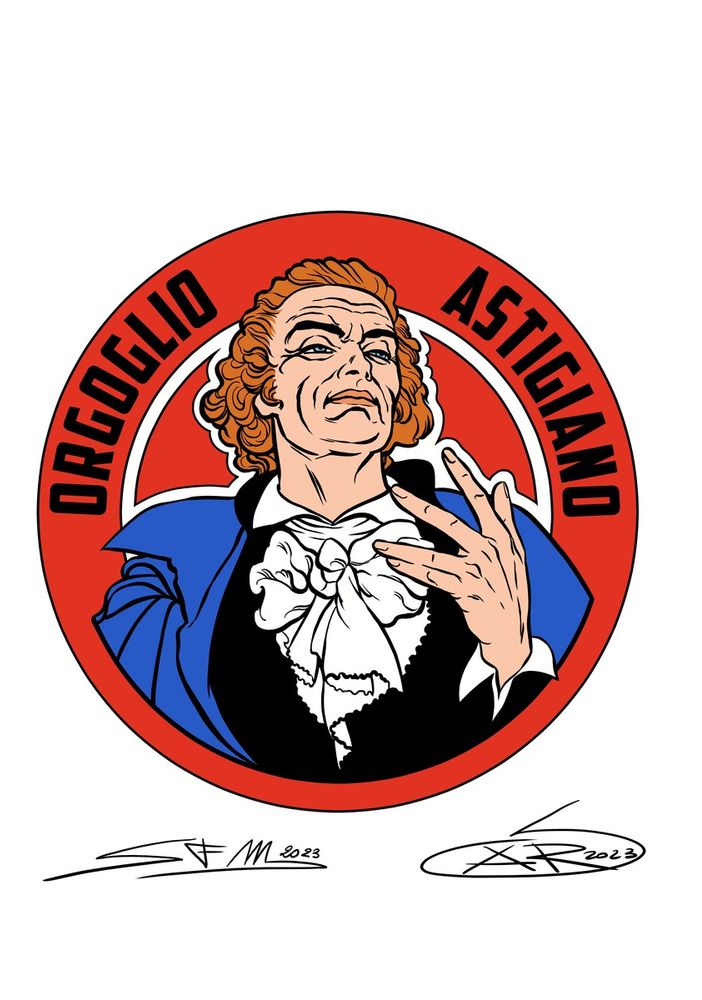 Il logo di Orgoglio Astigiano con le firme delle Diabolike