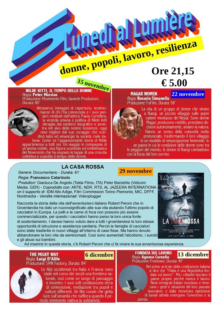 La locandina della rassegna in programma al cinema Lumière di Asti
