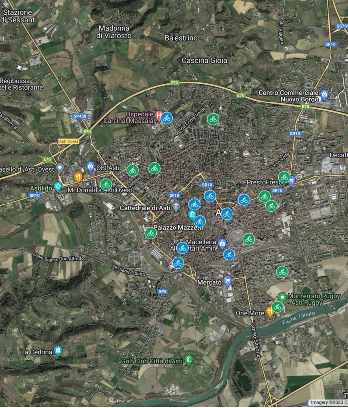 Iniziano oggi ad Asti i lavori per le stazioni di bike sharing: 80 e-bike per muoversi in città grazie ad una app