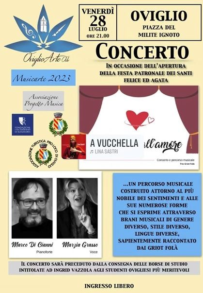 &quot;Intorno all'amore&quot;, spettacolo musicale a Oviglio per la festa patronale