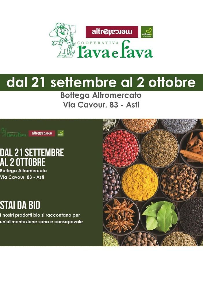 Quindici giorni dedicati al biologico alla Rava e Fava di Asti con 'Stai da bio'