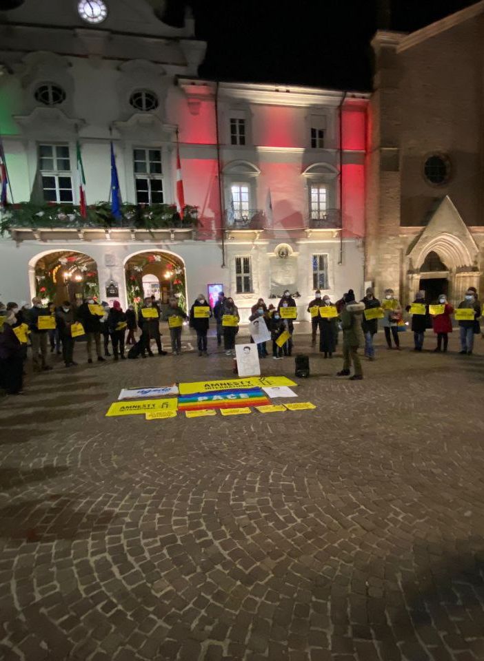 Un momento del presidio di questa sera