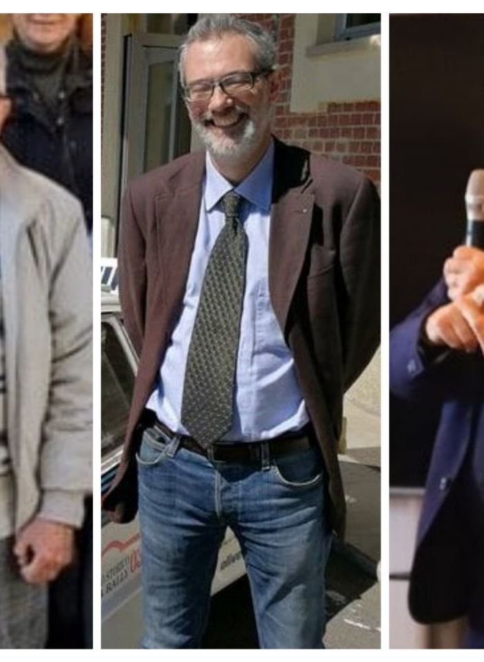 Nel montaggio, da sinistra a destra, Paolo Crivelli, Francesco Scalfari e Mario Sacco