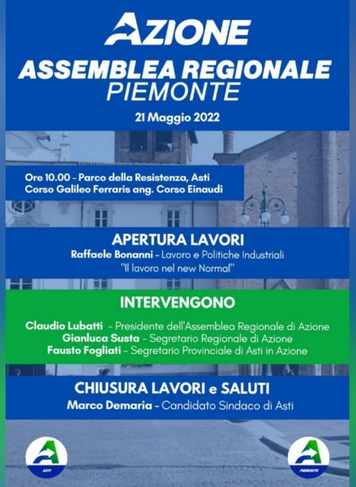 La locandina dell'assemblea regionale di Azione