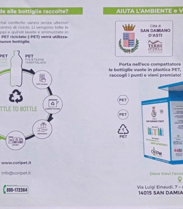 San Damiano: posizionato un eco-compattatore per il riciclo della plastica