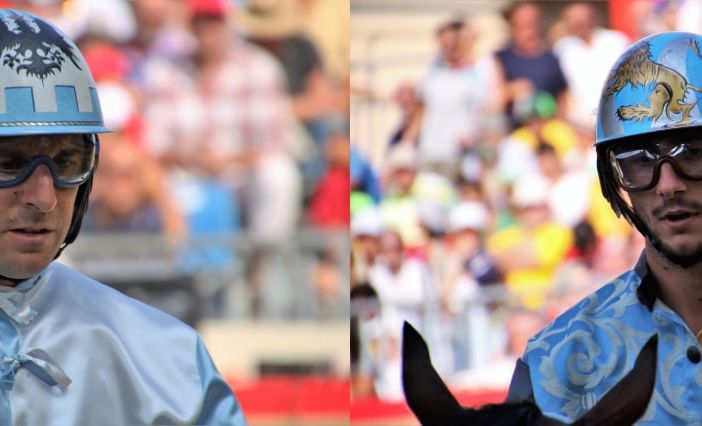 I due fantini vincenti nel 2019, Dino Pes per Cattedrale e Mattia Chiavassa per Baldichieri. Ph Merfephoto