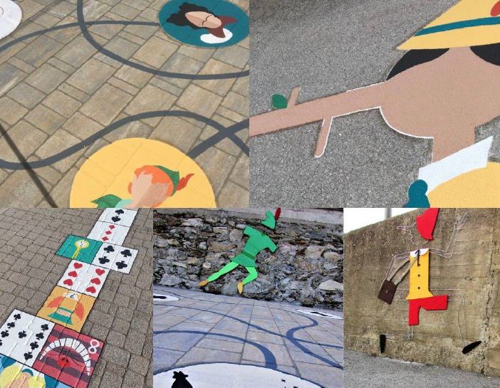 Collage fotografico di parchi giochi diffusi realizzati nel cuneese (foto d'archivio)