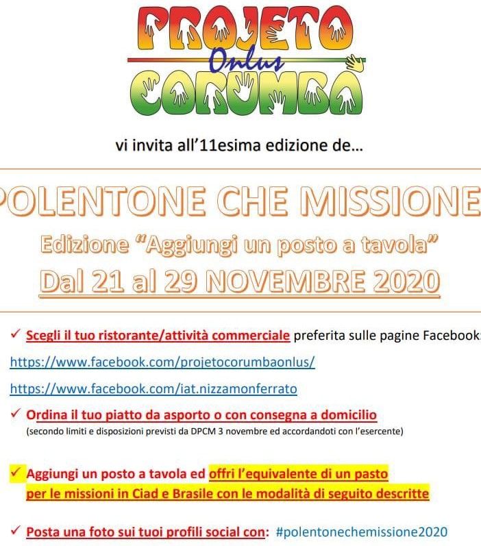 A Nizza il &quot;Polentone che Missione&quot; giunge all'11esima edizione e ...Aggiunge un posto a tavola&quot;