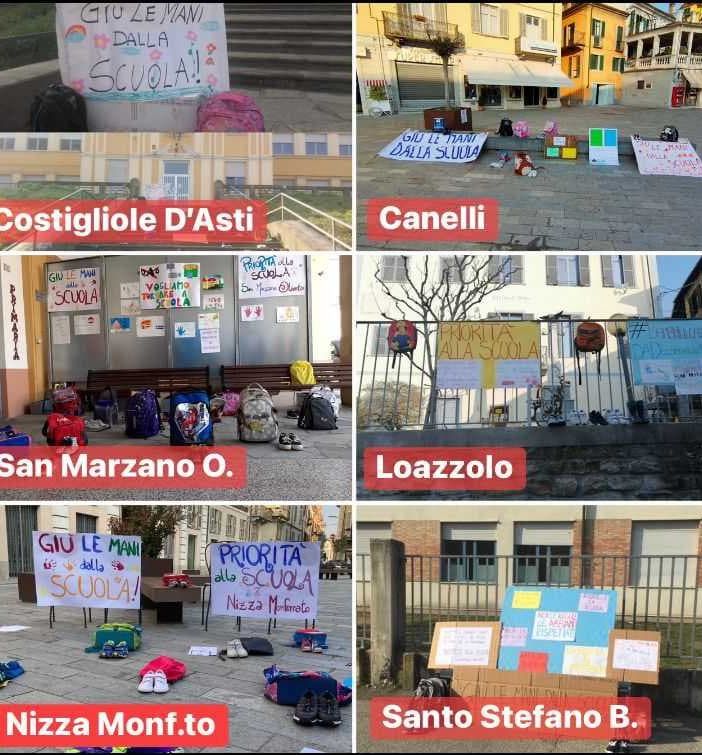 Zainetti e scarpette fuori dalle scuole: anche l'Astigiano oggi dice no alla didattica a distanza