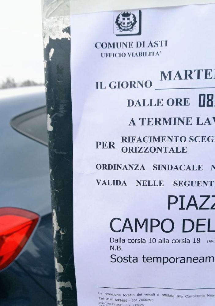 &quot;Il Comune ritiri il provvedimento degli stalli a pagamento in piazza del Palio&quot;. Esposto di Asti Oltre