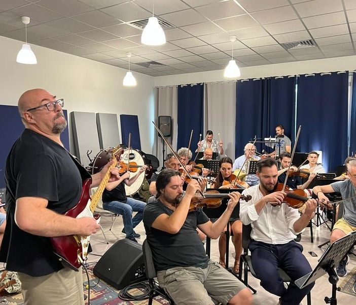 Le prove di Simphony of rock con Andrea Braido