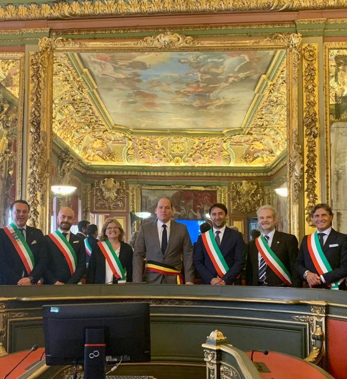 La delegazione con Philip Close, sindaco di Bruxelles.