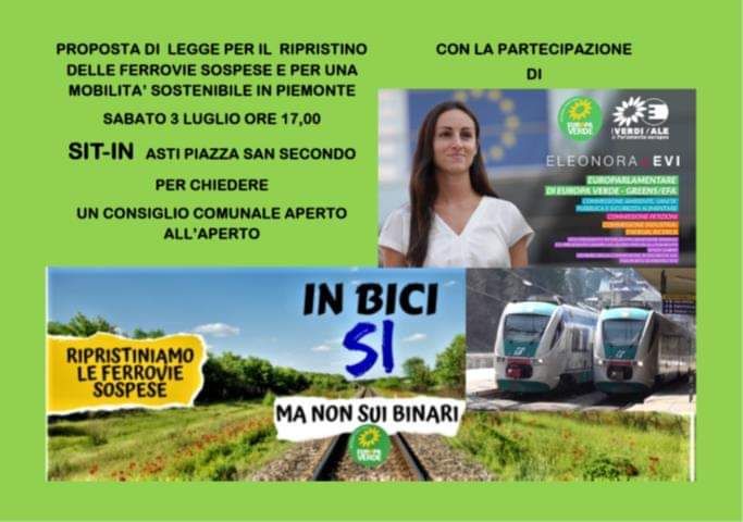 Ferrovie sospese e mobilità sostenibile. Ad Asti sit in in piazza San Secondo