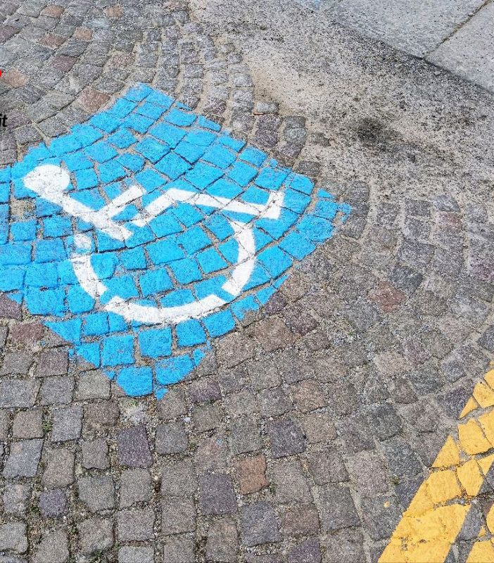 I nuovi stalli disabili in via Roero (Merphefoto)