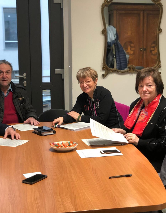 Da sinistra: Piero Valpreda, Piero Coltella, Carmen Soffranio, Mariangela Cotto e il Dirigente delle Politiche Sociali Roberto Giolito