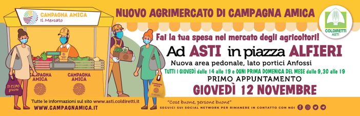 Ogni giovedì pomeriggio, l’area pedonale di piazza Alfieri ospiterà un nuovo agrimercato di Coldiretti
