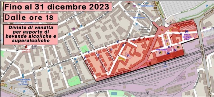 La mappa della zona del divieto