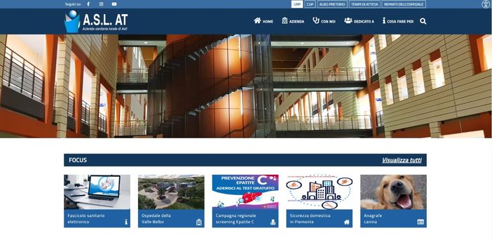 Uno screenshot del nuovo portale Asl AT Uno screenshot del nuovo portale Asl AT