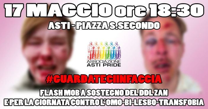 Lunedì 17 Asti Pride e Agedo in piazza San Secondo per la Giornata Internazionale contro l’omo-lesbo-bi-transfobia