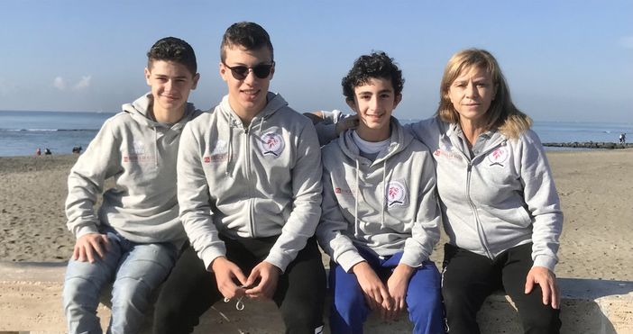 Da sinistra Leonardo Spinoso, Enrico Miroglio, Giosuè Fraglica ed il Tecnico M.Cristina Cirillo