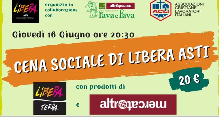 Libera chiude l'anno sociale e lo farà al Foyer delle famiglie in collaborazione con Altromercato, Rava e Fava, Naturasì, Acli