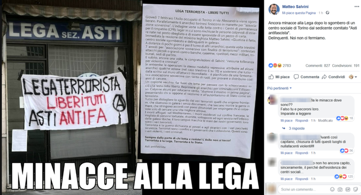 Il post del leader leghista Il post del leader leghista