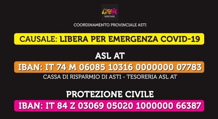 Emergenza coronavirus: anche Libera Asti scende in campo per sostenere la sanità astigiana