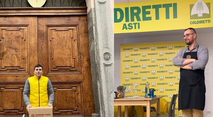 Il direttore Furia alla consegna in Vescovado e, a destra, Paolo Noto