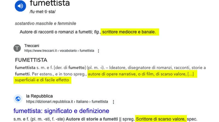 Via l’accezione spregiativa dal termine “fumettista”: la Treccani accetta Via l’accezione spregiativa dal termine “fumettista”: la Treccani accetta